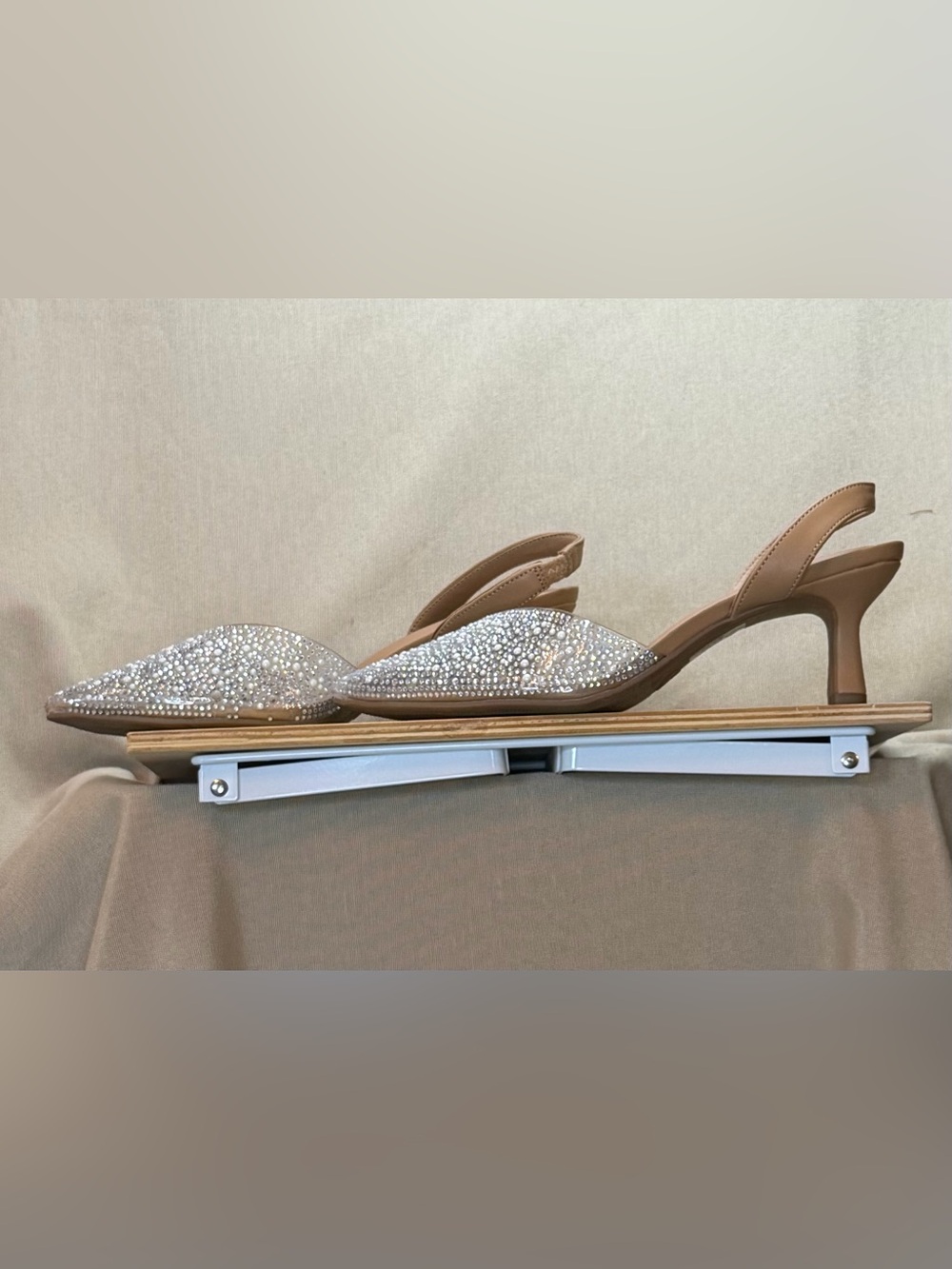 Target Tan Slingback Flats with Crystal Embellishments